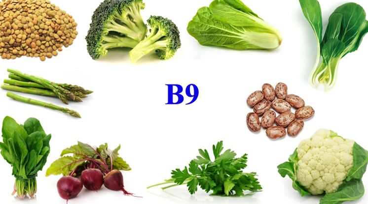 витамини B9 дар маҳсулот барои потенсиал